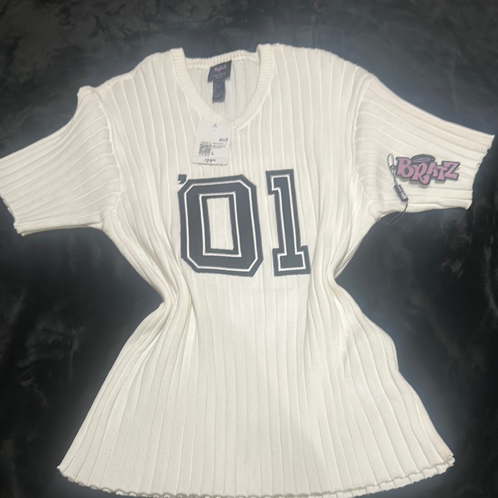 Cream and Black Ribbed Short Sleeve Jersey